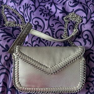 Sondra Roberts Metallic Silver Chain-Accent Clutch